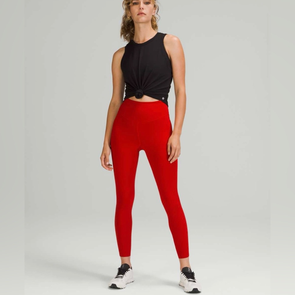 Lulu Base Pace High Rise Tight 25”  Dark Red